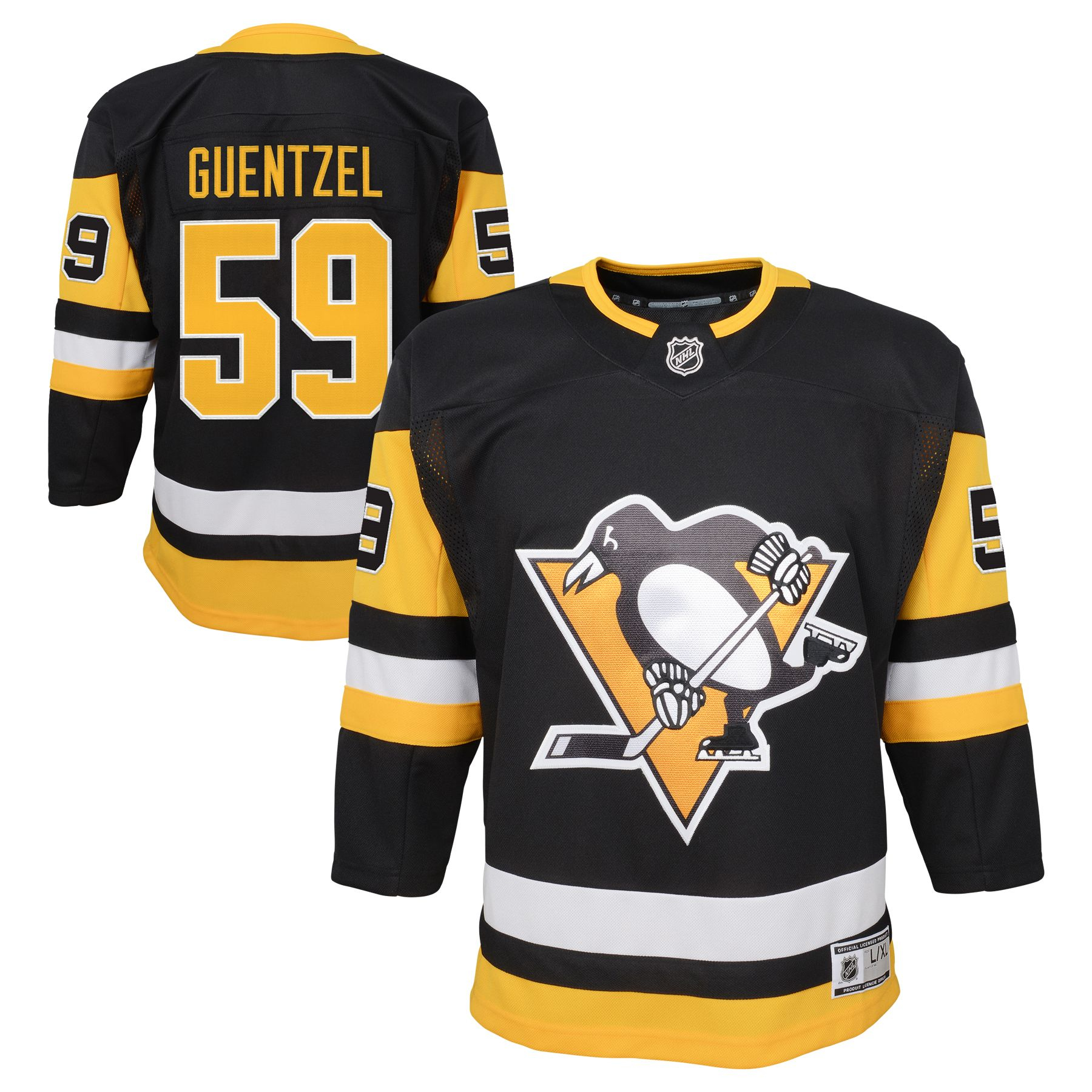 NHL Youth Pittsburgh Penguins Jake Guentzel #59 Premier Home Jersey, Boys', Small/Medium, Team