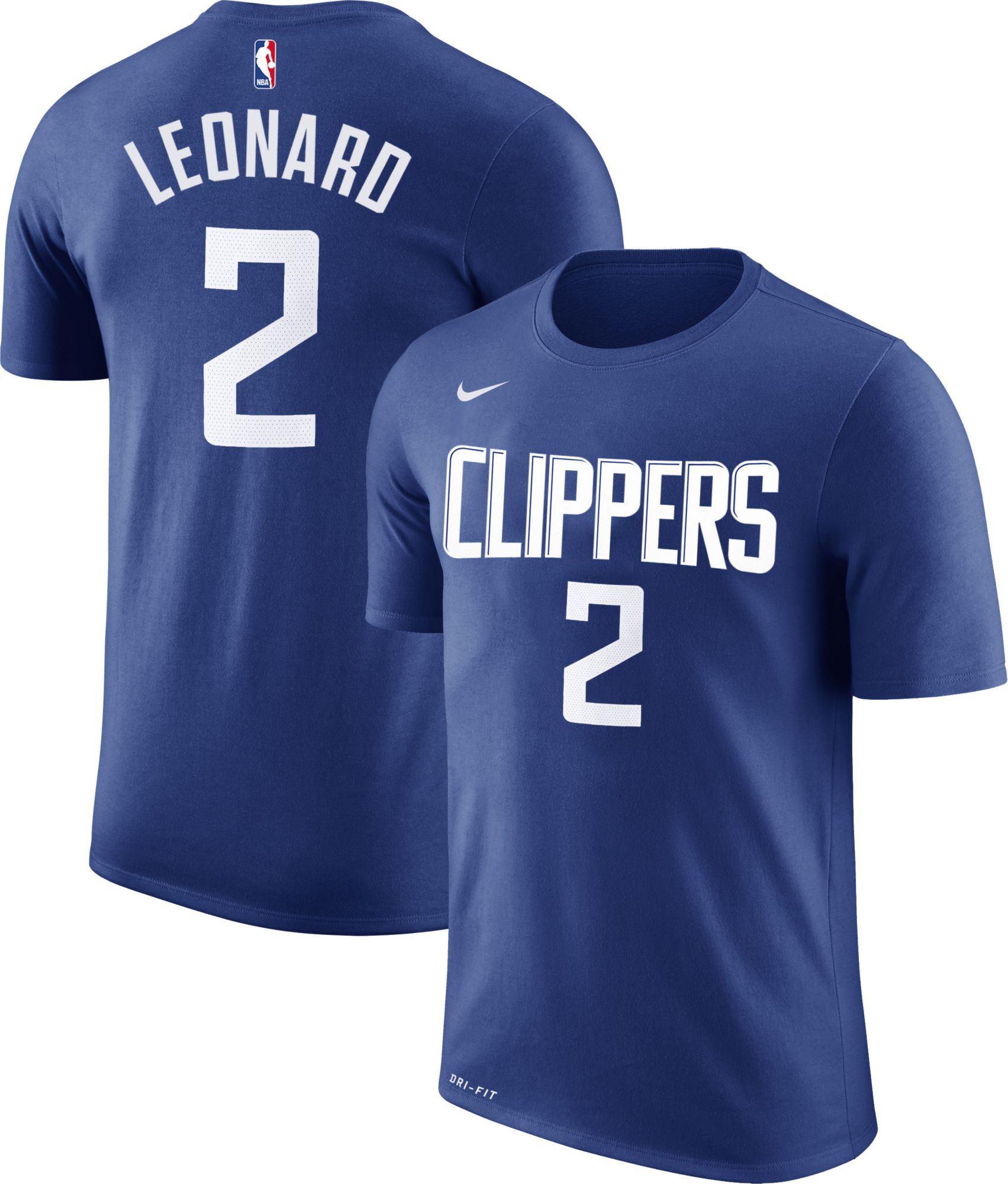 Nike Men's Los Angeles Clippers Kawhi Leonard #2 Dri-FIT Royal T-Shirt, XL, Blue | Holiday Gift