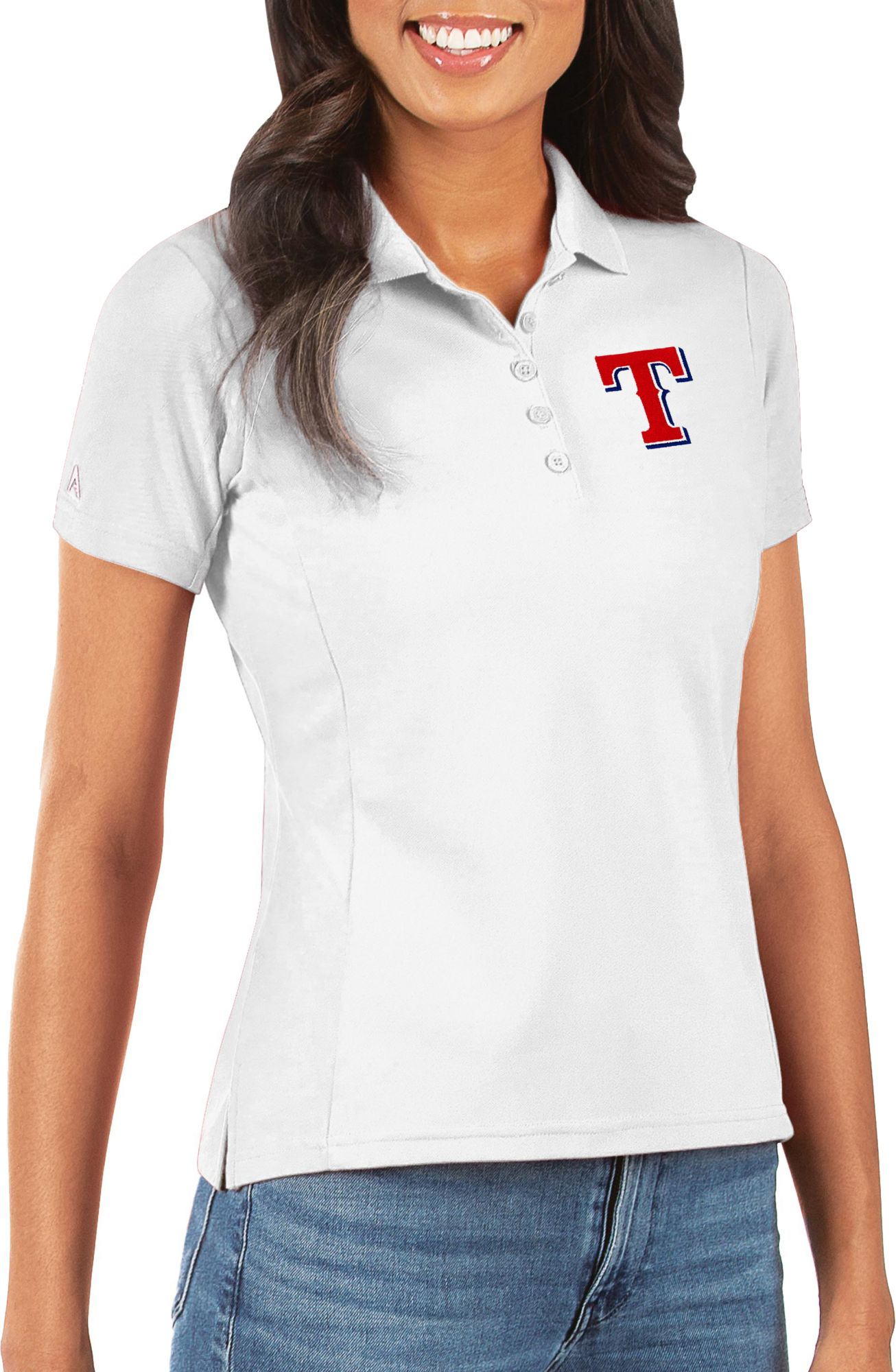 Antigua Women's Texas Rangers White Legacy Pique Polo, XXXL
