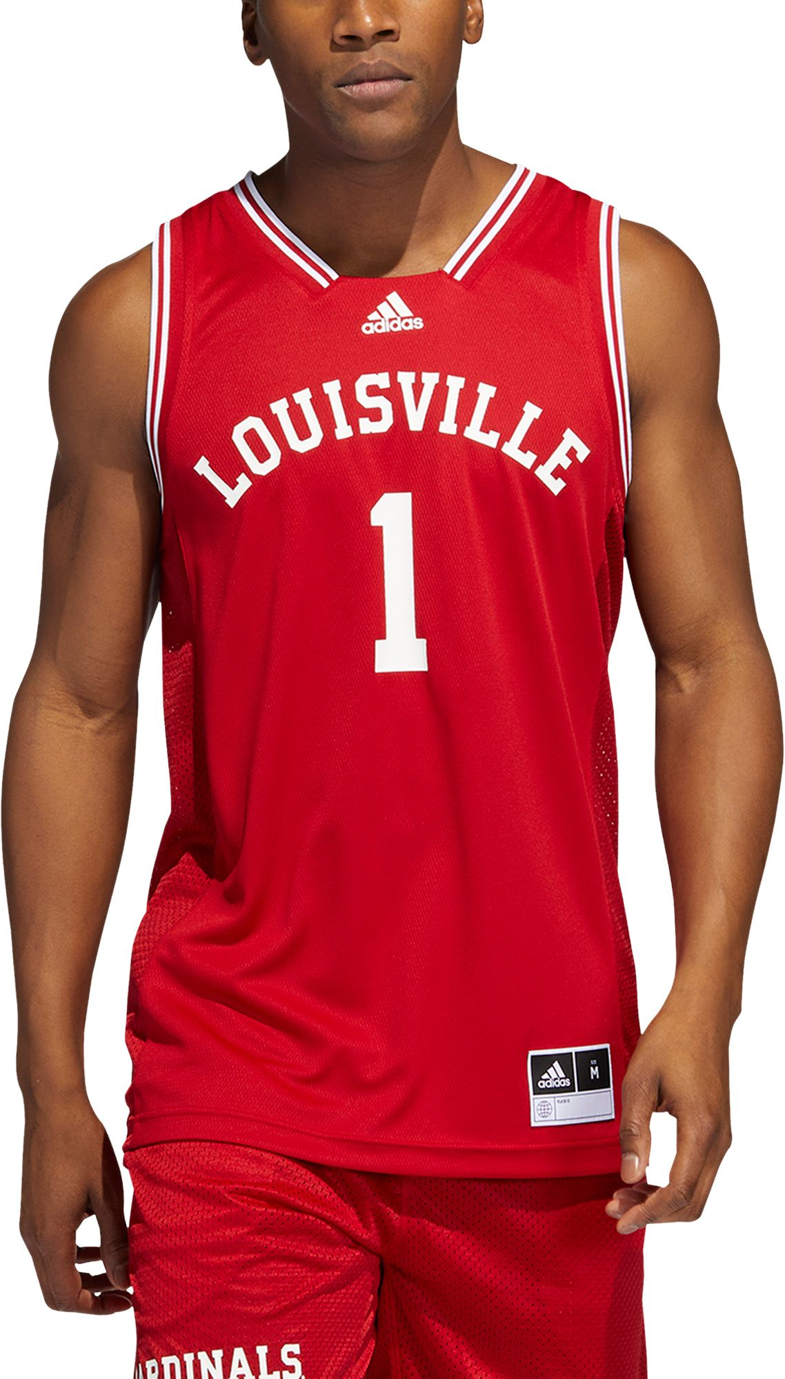 adidas Men's Louisville Cardinals #1 Cardinal Red Reverse Retro 2.0 Replica Basketball Jersey, XXL