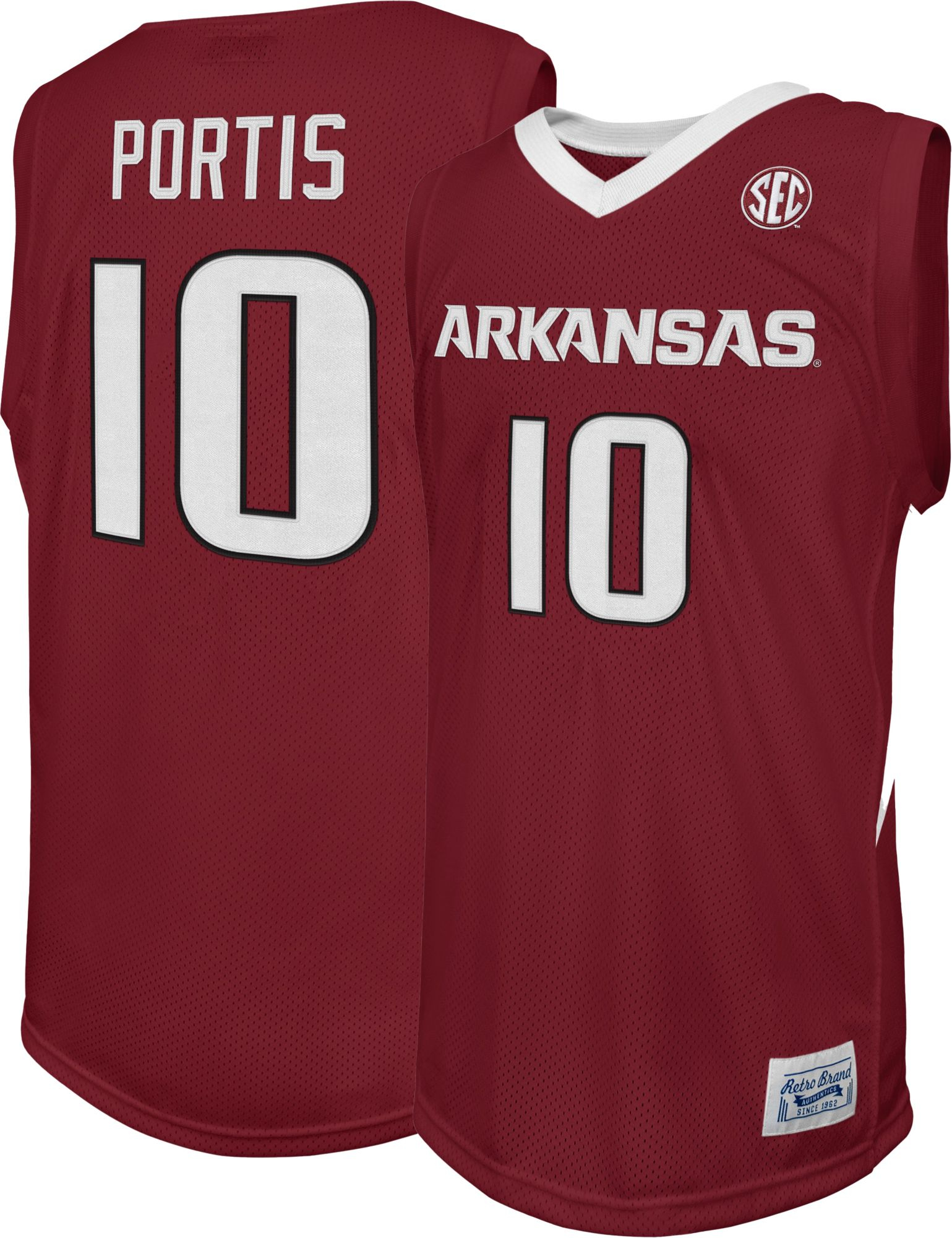 Retro Brand Men's Arkansas Razorbacks Bobby Portis Jr. #10 Cardinal Replica Basketball Jersey, XXL, Red