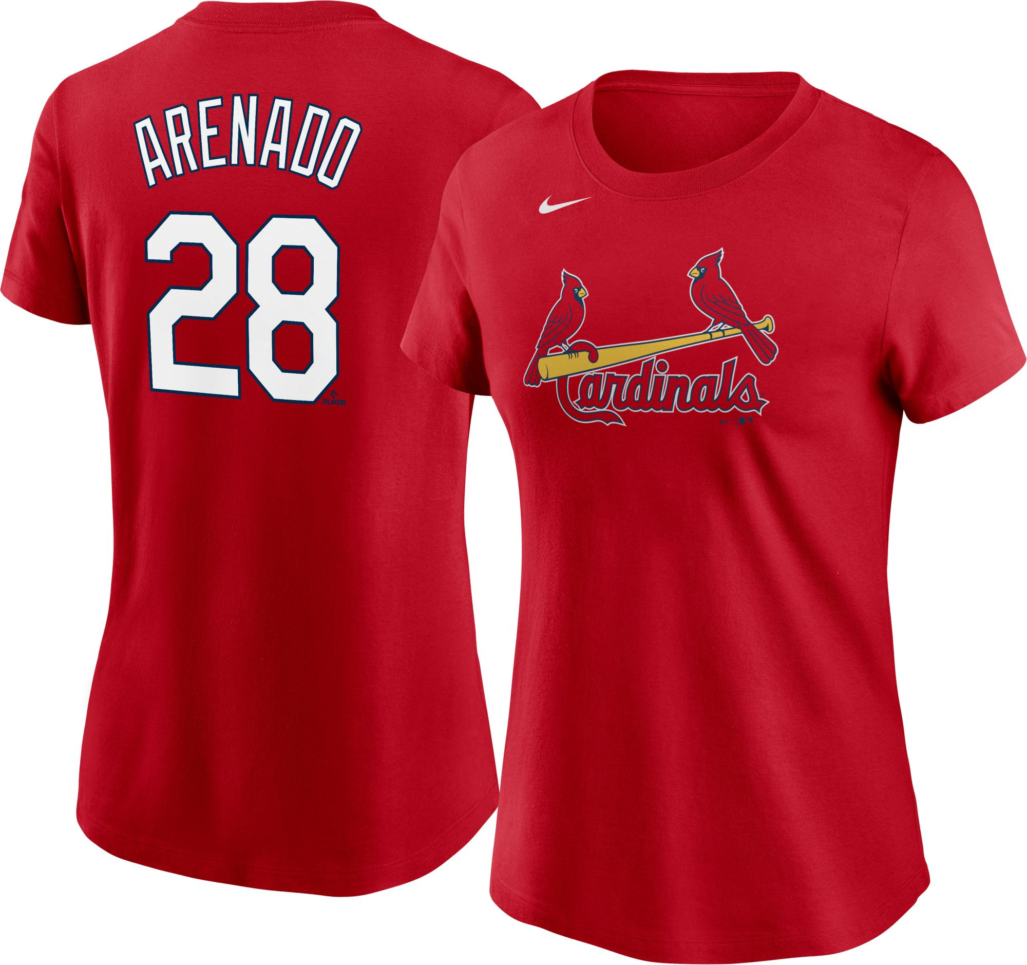 Nike Women's St. Louis Cardinals Nolan Arenado #28 Red T-Shirt, XL