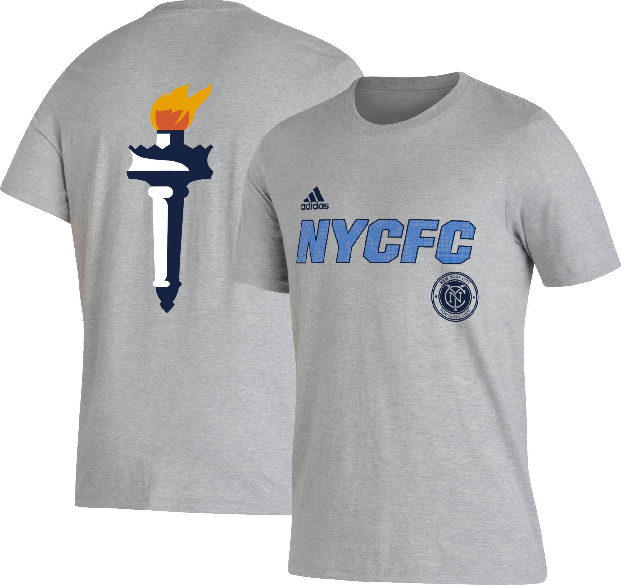 adidas New York City FC 2023 Jersey Hook Grey T-Shirt, Men's, XL, Gray