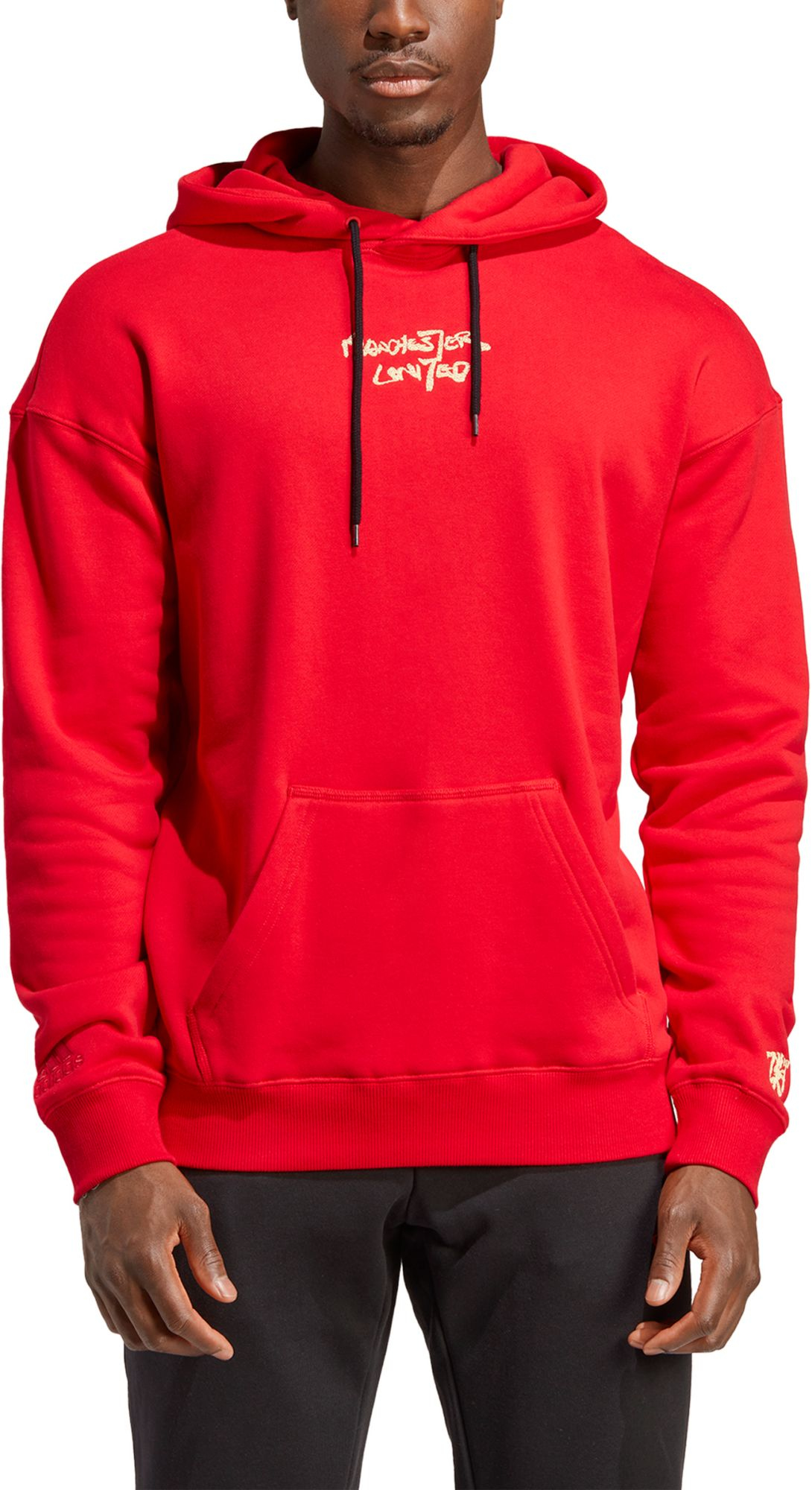 adidas Manchester United Calligraphy Red Pullover Hoodie, Men's, XL | Holiday Gift