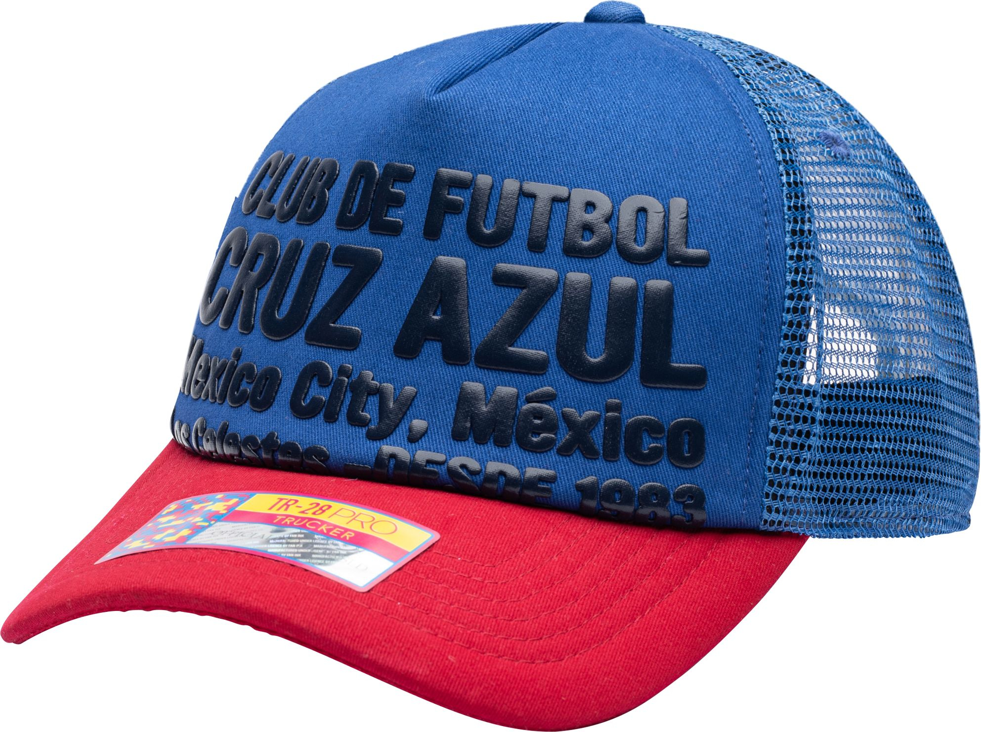 Fan Ink Cruz Azul Gold Adjustable Trucker Hat, Men's, Blue