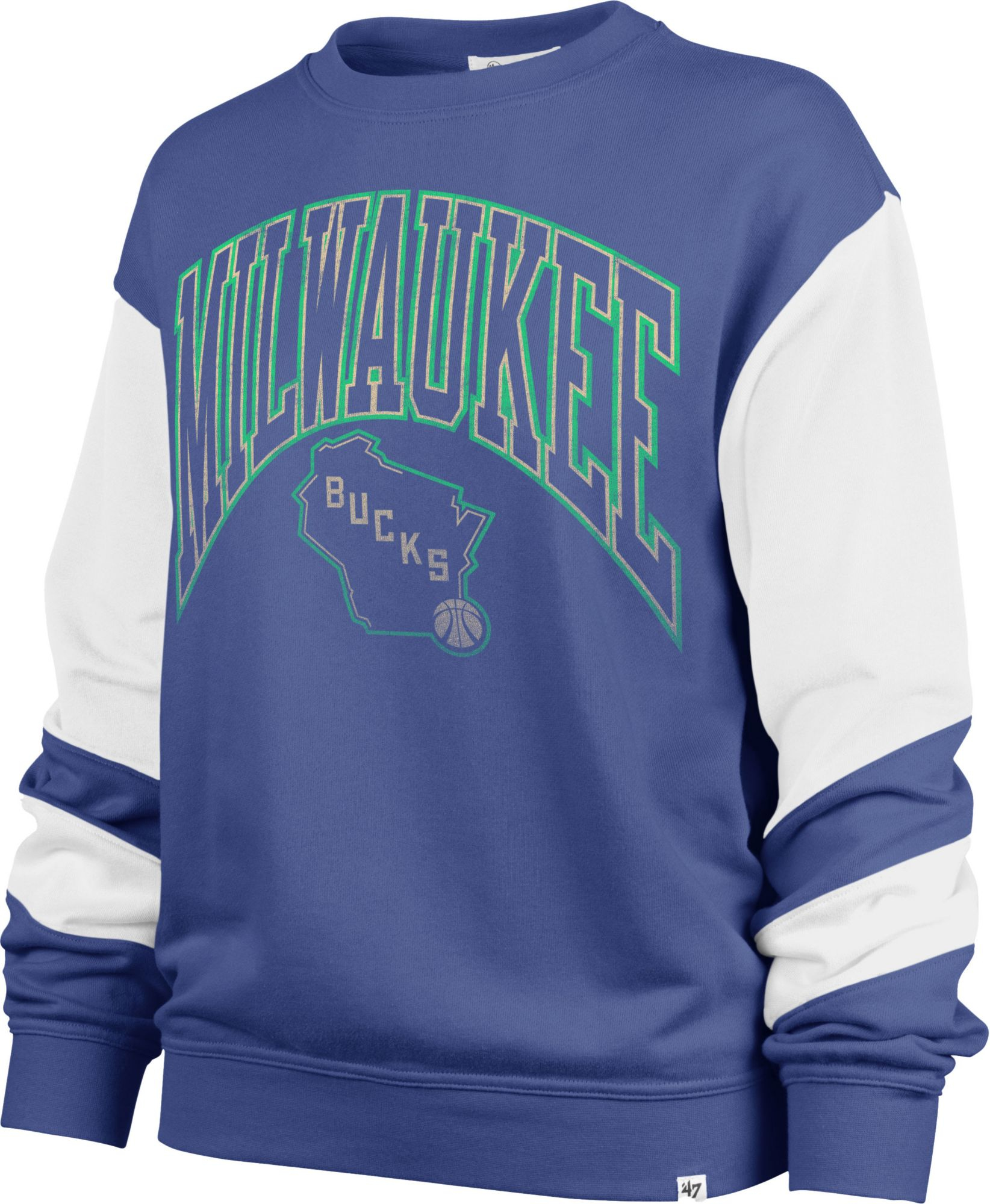 '47 Brand Women's 2023-24 City Edition Milwaukee Bucks Nova Crewneck Sweater, XL, Blue