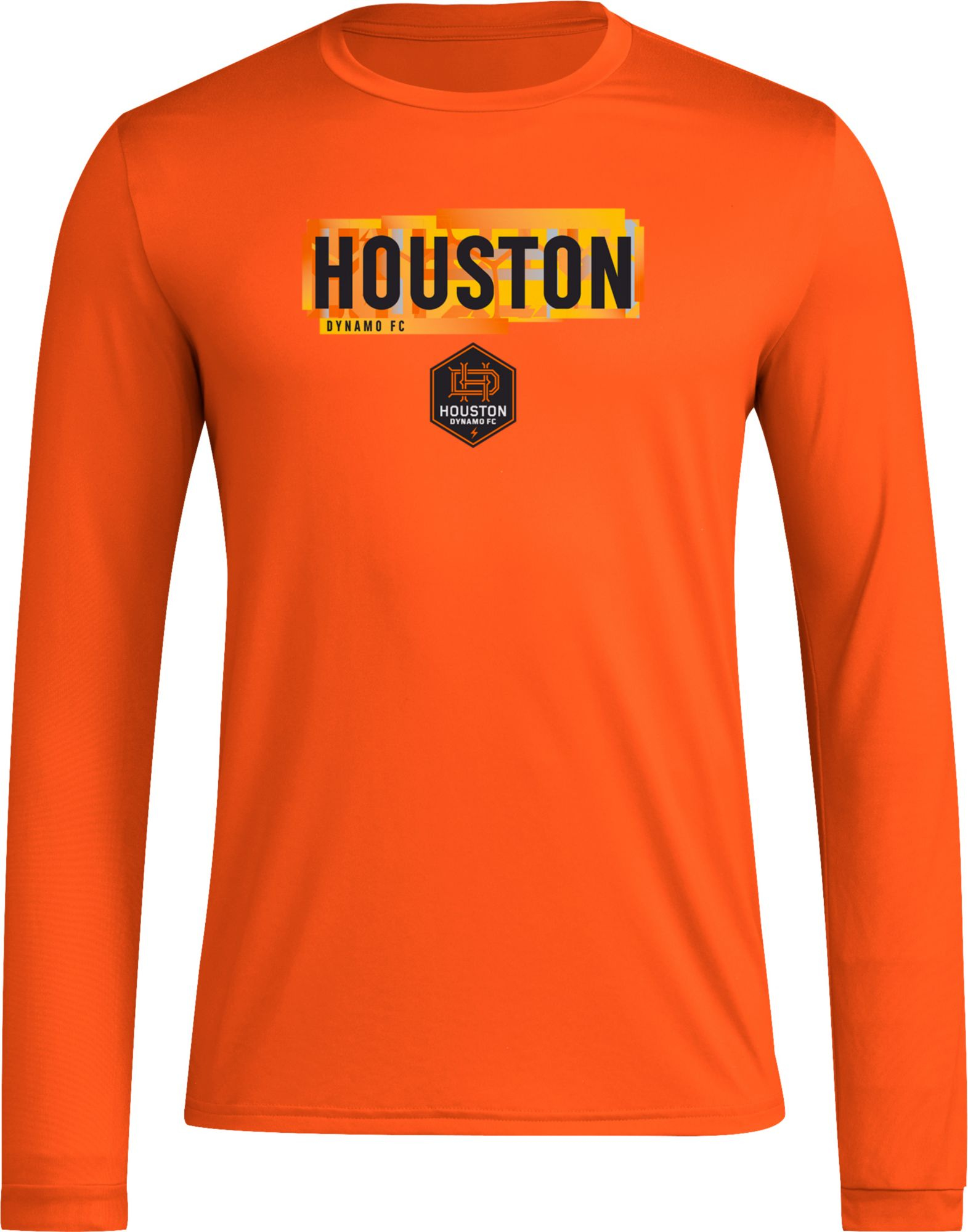 adidas Adult Houston Dynamo 2024 Local Pop Orange Long Sleeve Shirt, Men's, XXL