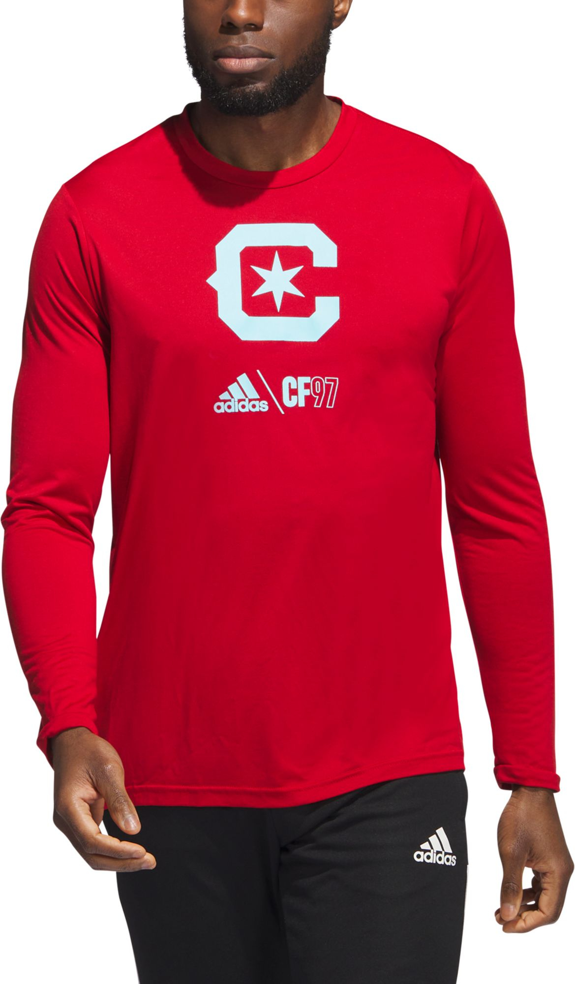 adidas Chicago Fire Club Icon Red Long Sleeve Shirt, Men's, Small | Holiday Gift