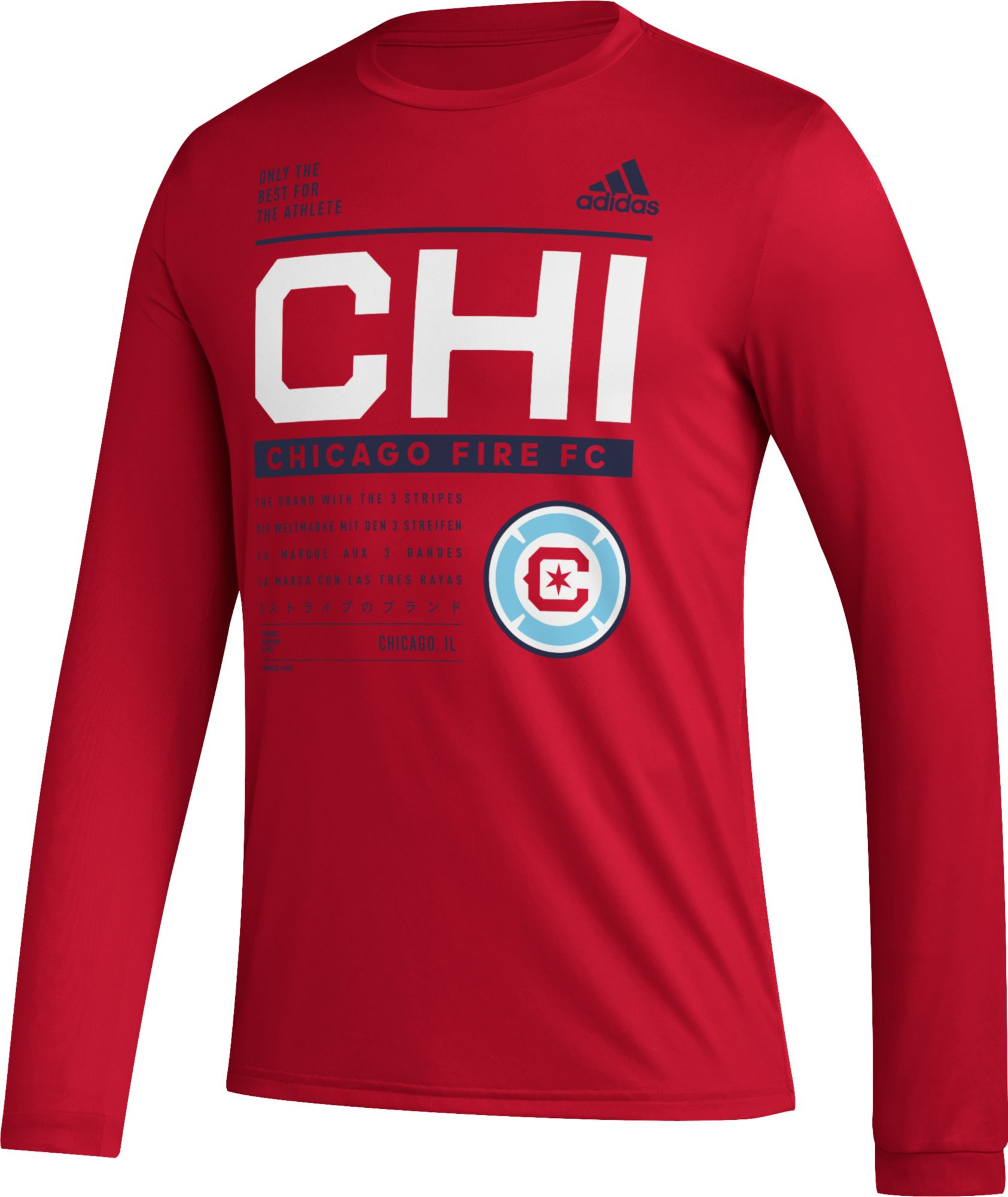 adidas Chicago Fire DNA Red Long Sleeve Shirt, Men's, XXL