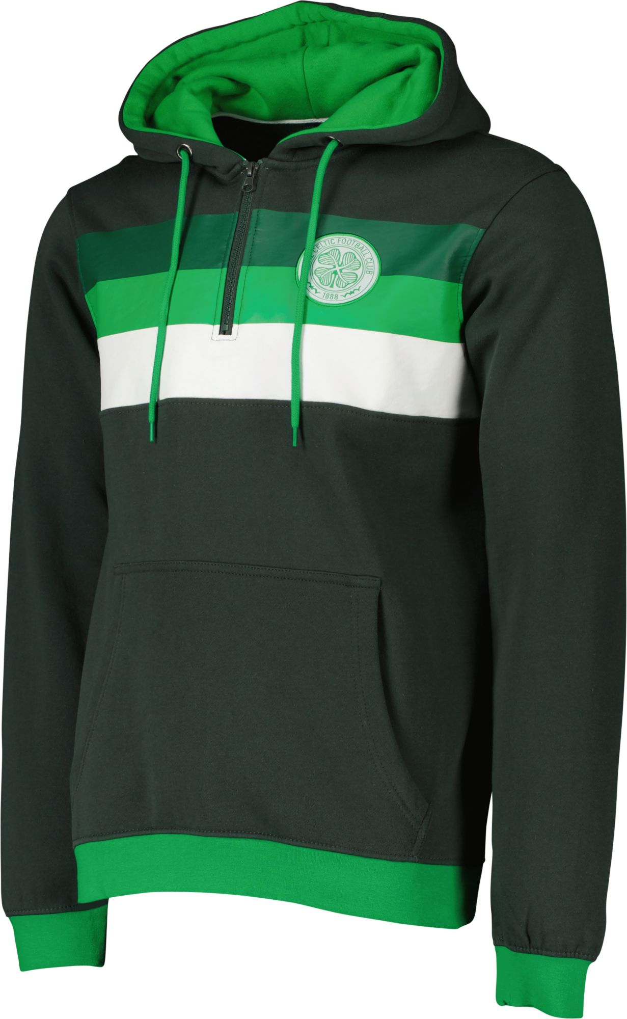 Sport Design Sweden Celtic FC Graphic Green Quarter-Zip Pullover Shirt, Men's, XXL | Holiday Gift
