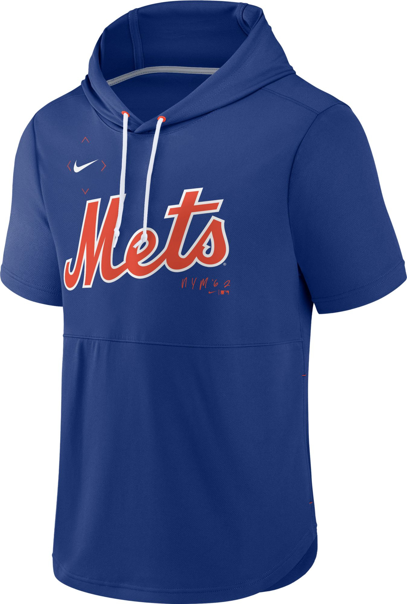 Nike Men's New York Mets Blue Springer Short Sleeve Hoodie, Small