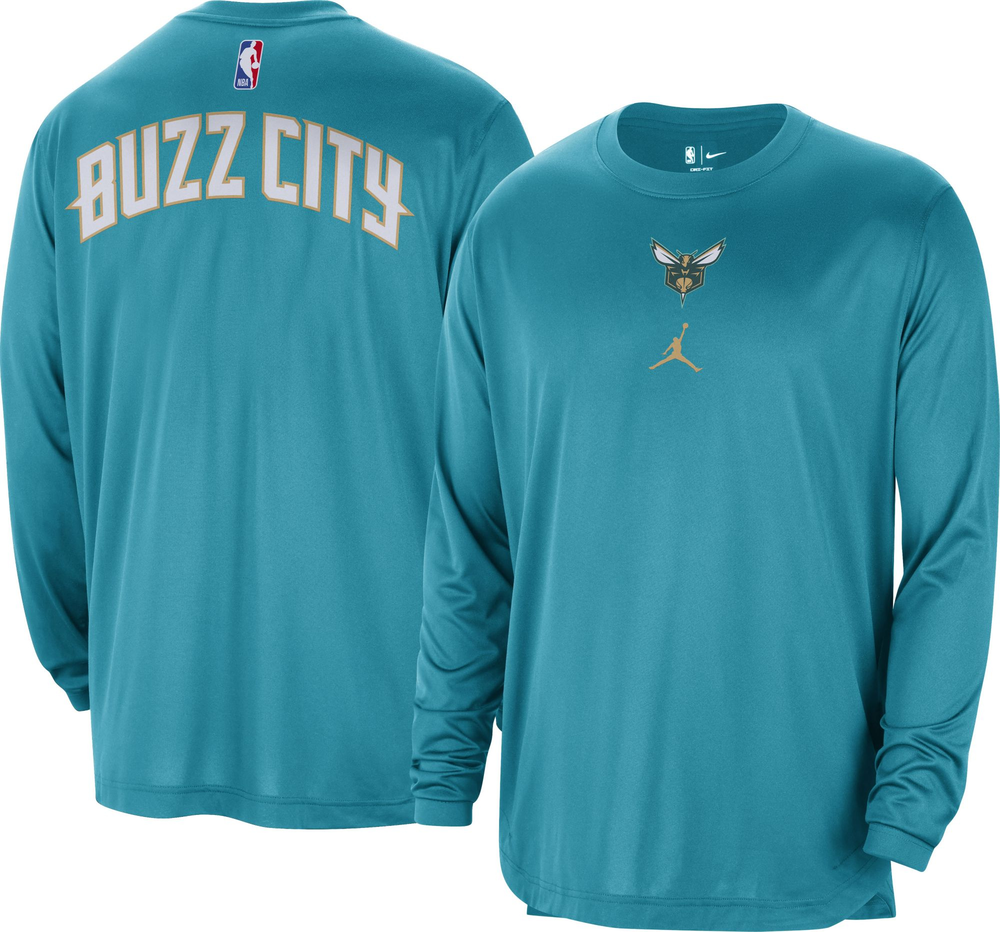 Jordan Men's 2023-24 City Edition Charlotte Hornets Program Long Sleeve T-Shirt, XXL, Blue