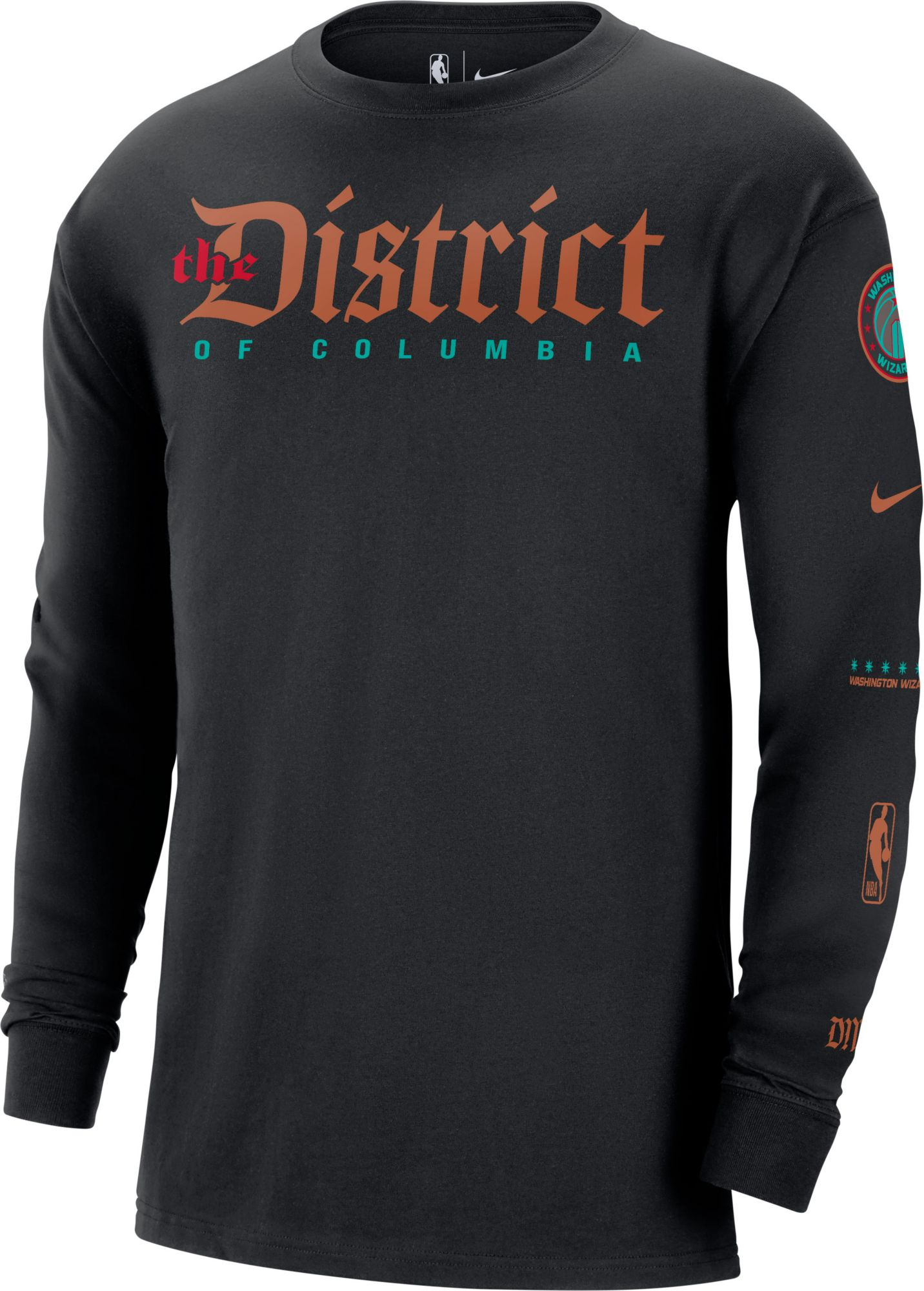 Nike Men's 2023-24 City Edition Washington Wizards Courtside M90 Long Sleeve Logo T-Shirt, XXL, Black