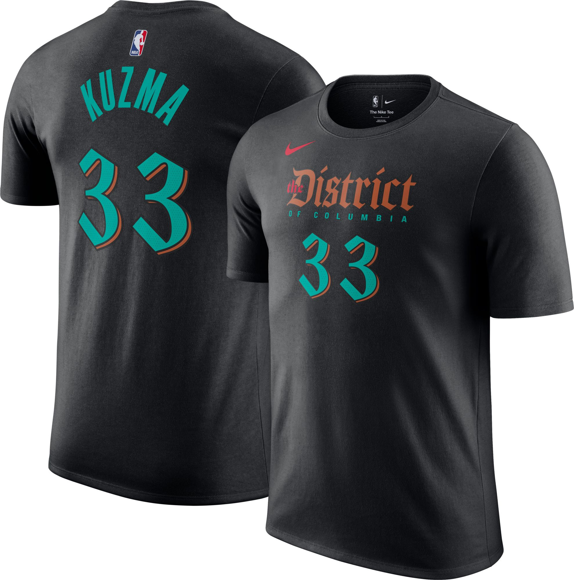 Nike Men's 2023-24 City Edition Washington Wizards Kyle Kuzma #33 Black T-Shirt, XXL