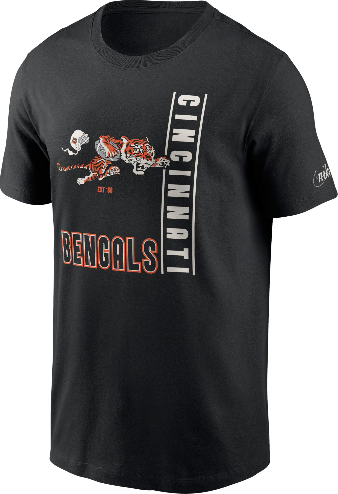 Nike Men's Cincinnati Bengals Rewind Essential Black T-Shirt, XXXL | Holiday Gift
