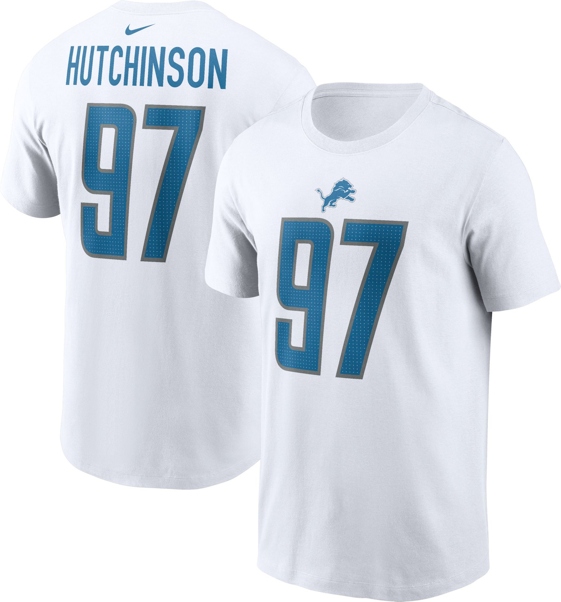 Nike Men's Detroit Lions Aidan Hutchinson #97 White T-Shirt, XXL