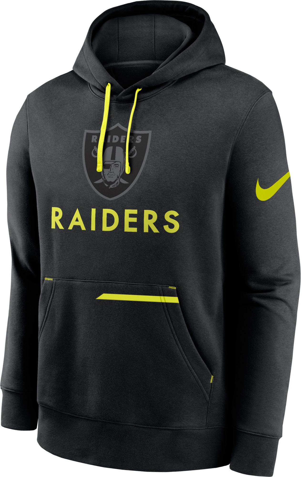 Nike Men's Las Vegas Raiders 2023 Volt Black Pullover Hoodie, Small