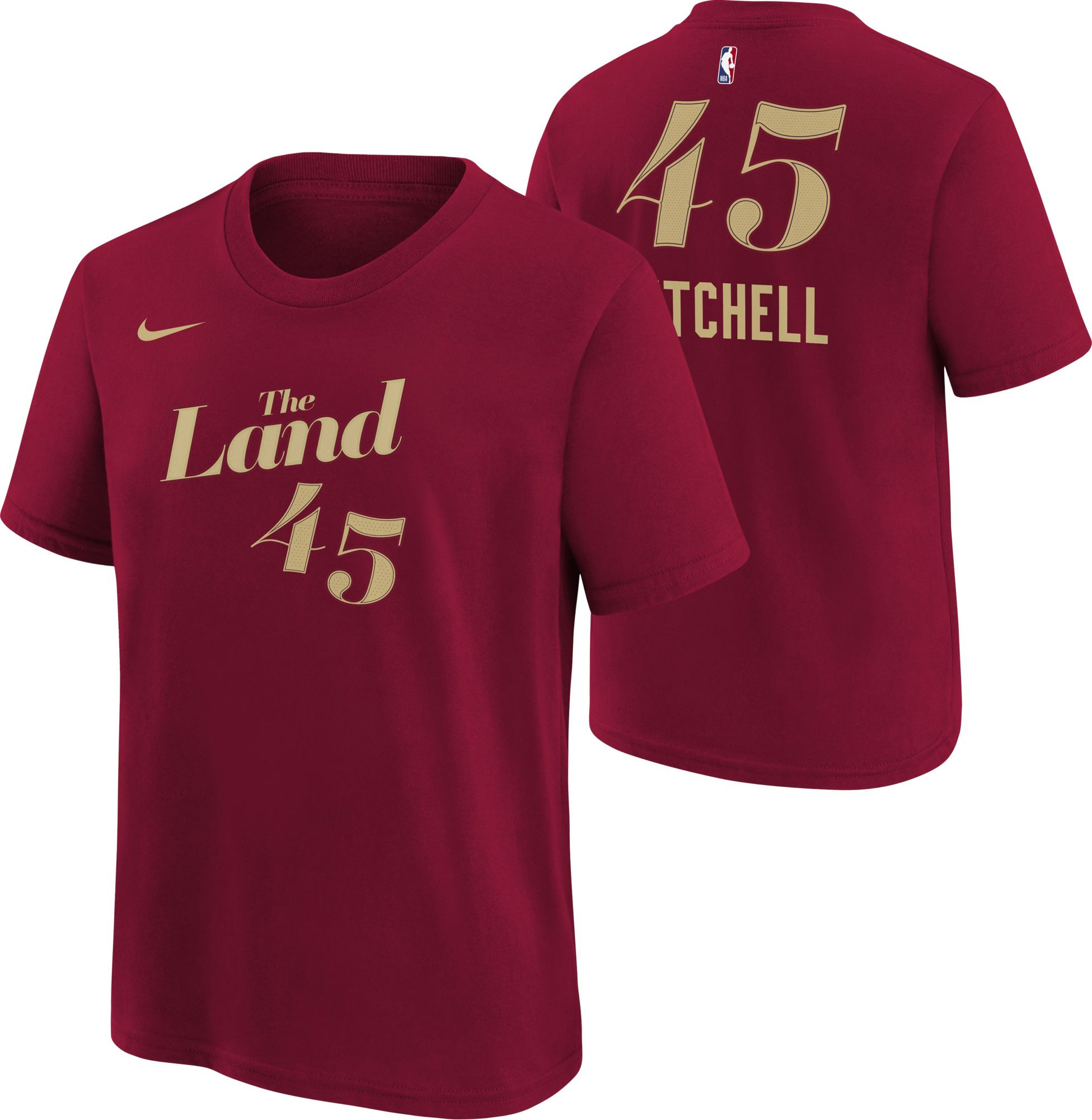 Nike Youth 2023-24 City Edition Cleveland Cavaliers Donovan Mitchell #45 Red T-Shirt, Boys', XL