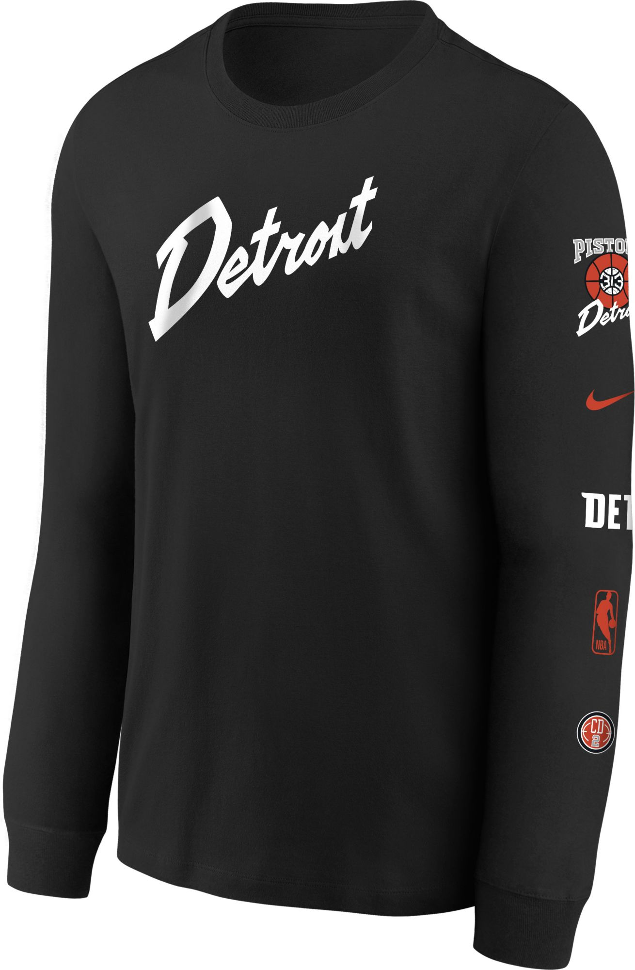 Nike Youth 2023-24 City Edition Detroit Pistons Max90 Long Sleeve T-Shirt, Boys', XL, Black