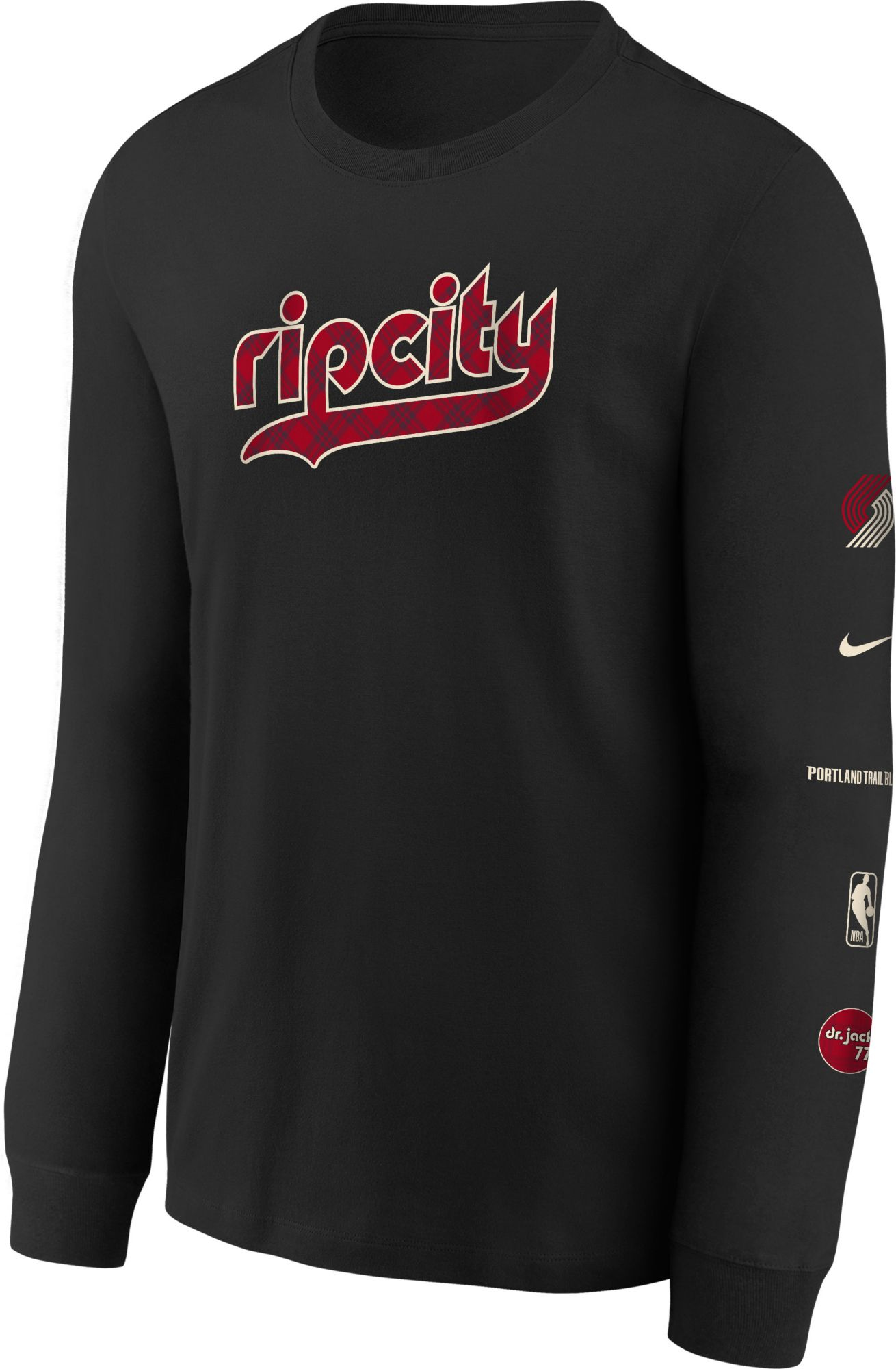 Nike Youth 2023-24 City Edition Portland Trail Blazers Max90 Long Sleeve T-Shirt, Boys', XL, Black