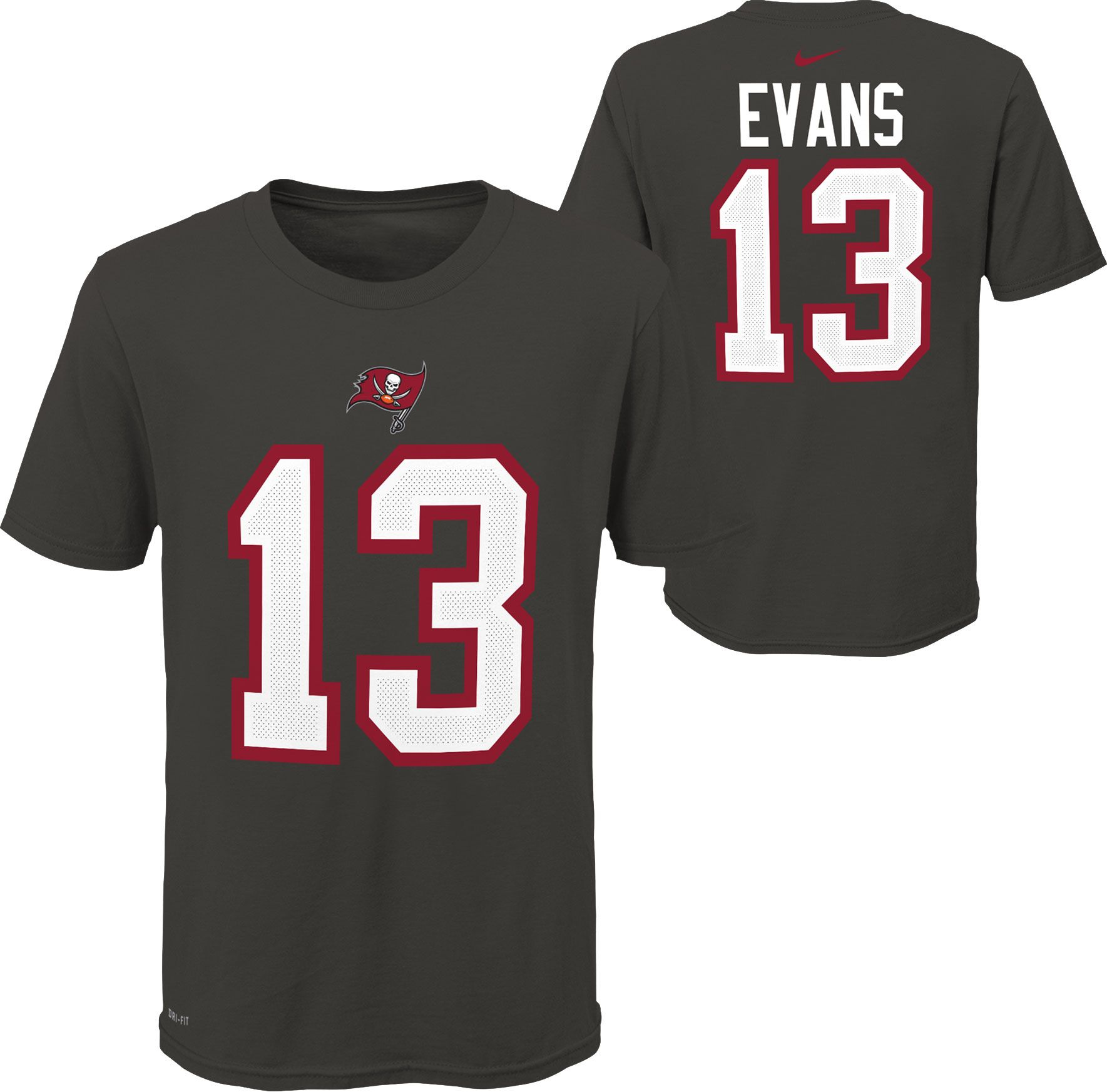 Nike Youth Tampa Bay Buccaneers Mike Evans #13 Deep Pewter T-Shirt, Boys', XL, Gray | Holiday Gift