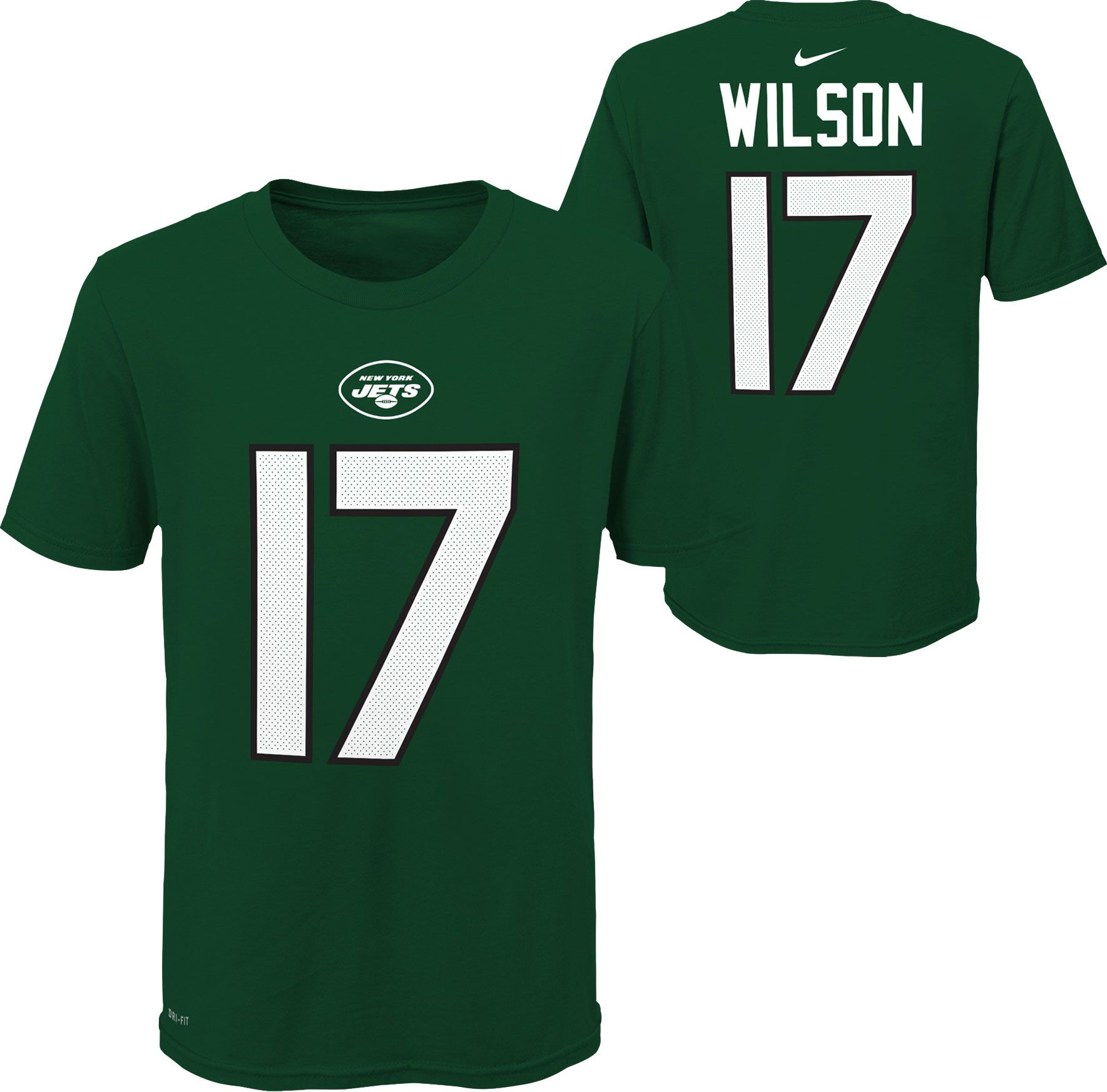 Nike Youth New York Jets Garrett Wilson #17 Green T-Shirt, Boys', XL