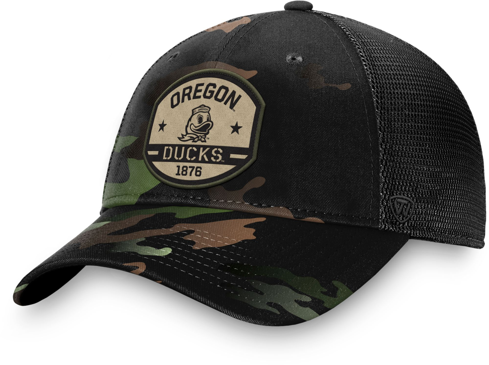 Top of the World Men's Oregon Ducks Camo Delegate Trucker Adjustable Snapback Hat, Black | Holiday Gift