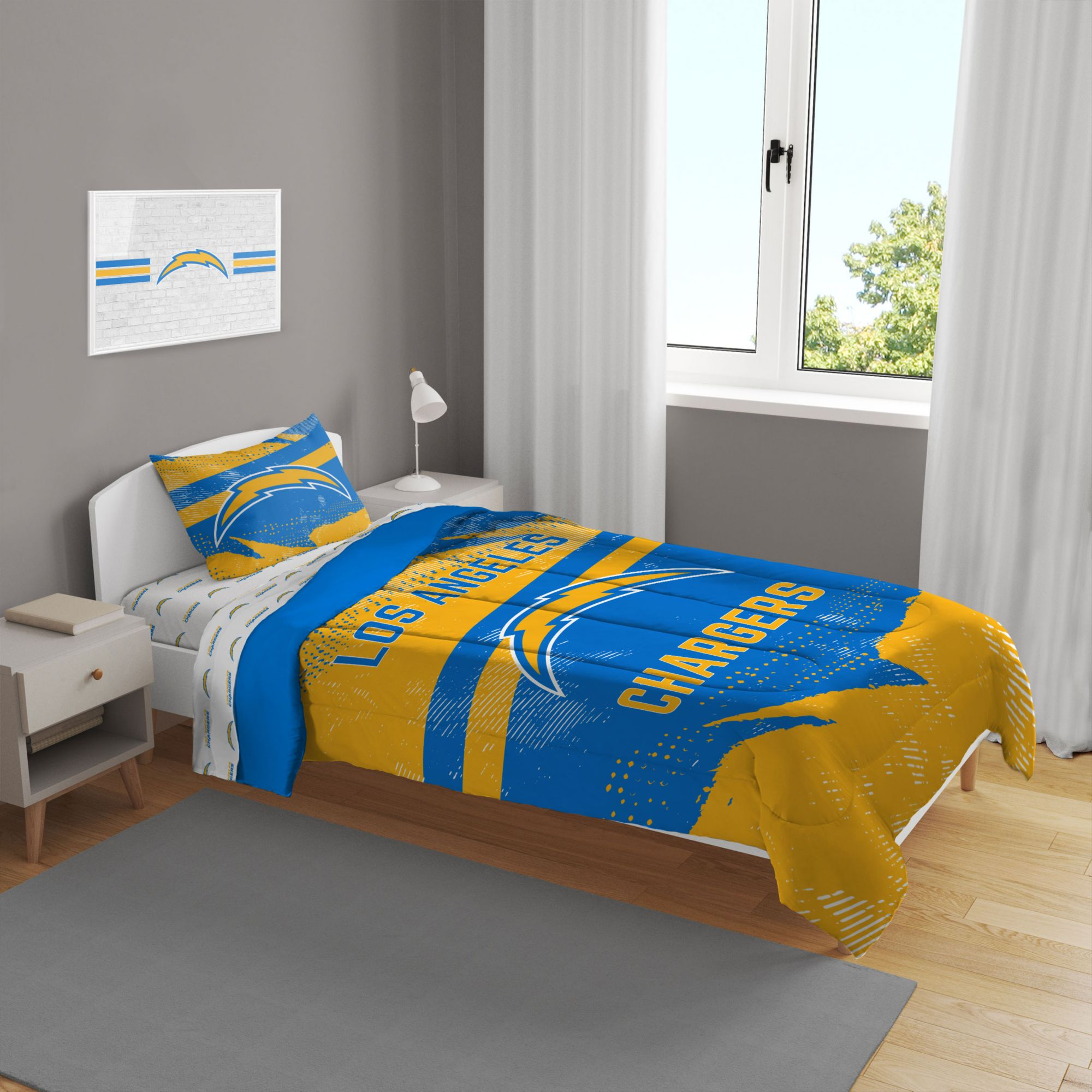 Pegasus Sports Los Angeles Chargers 4-Piece Twin Bedding Set, Team