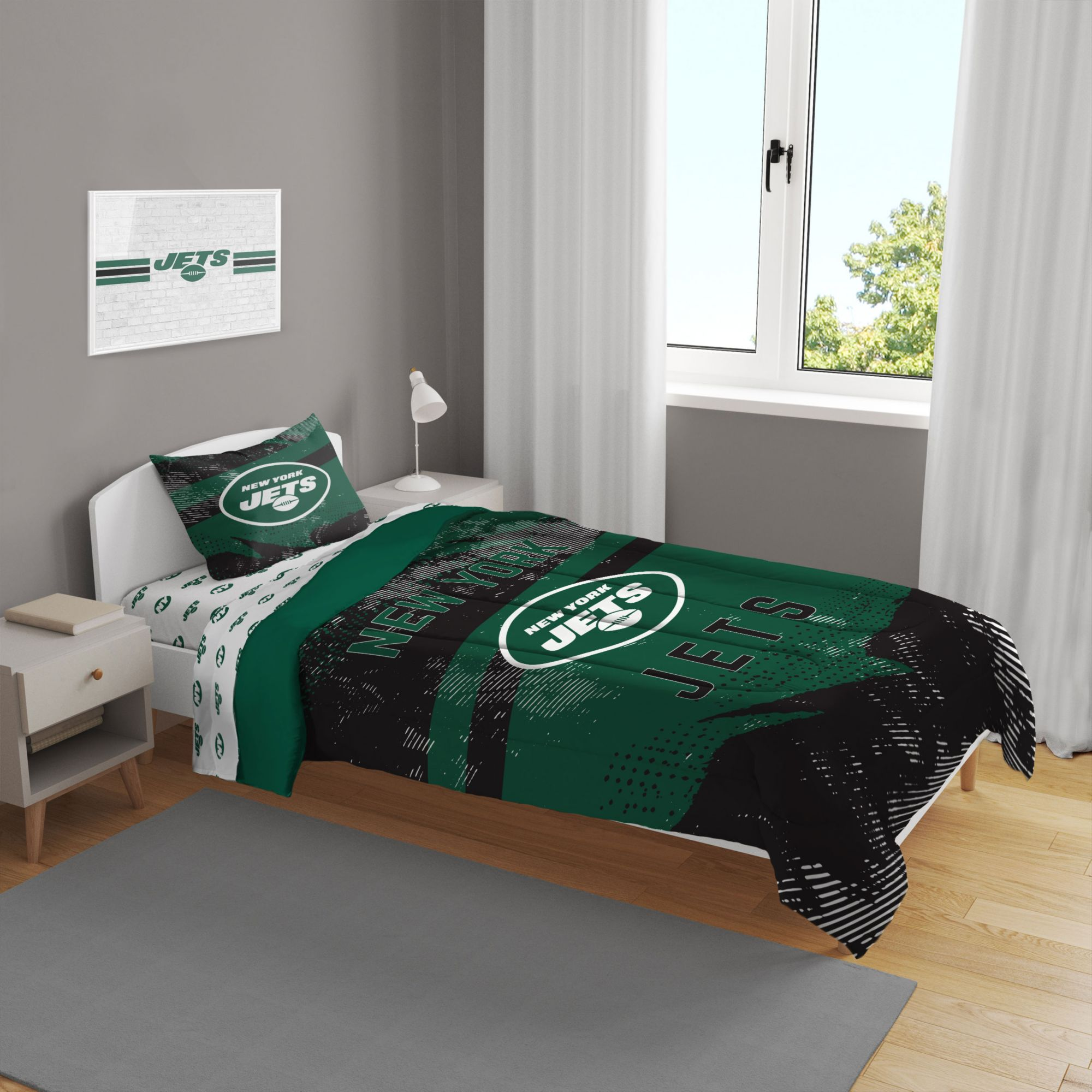 Pegasus Sports New York Jets 4-Piece Twin Bedding Set, Team