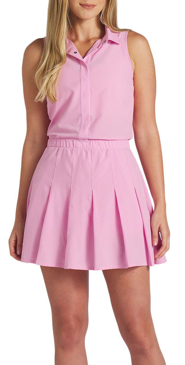 PUMA Women's Sleeveless Club Pleated Golf Dress, XXL, Pink Icing