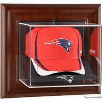 New England Patriots Brown Framed Wall-Mountable Baseball Cap Display Case