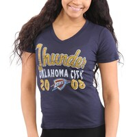 Women's Oklahoma City Thunder Navy Blue Lifestyle Burnout Slim-Fit V-Neck T-Shirt
