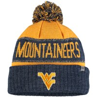 Men's Top of the World Gold/Heather Black West Virginia Mountaineers Below Zero Cuffed Pom Knit Hat