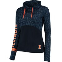Women's Colosseum Navy Illinois Fighting Illini Scaled Mock Neck Fitted Pullover