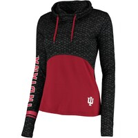 Women's Colosseum Black/Crimson Indiana Hoosiers Scaled Mock Neck Fitted Pullover