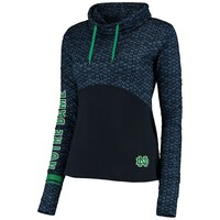 Women's Colosseum Navy Notre Dame Fighting Irish Scaled Mock Neck Fitted Pullover
