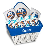 Newborn & Infant White New York Islanders Personalized Large Gift Basket
