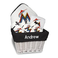 Newborn & Infant White Miami Marlins Personalized Medium Gift Basket