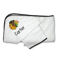 Infant White Chicago Blackhawks Personalized Hooded Towel & Mitt Set