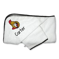 Infant White Ottawa Senators Personalized Hooded Towel & Mitt Set