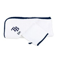 Infant White Tampa Bay Rays Personalized Hooded Towel & Mitt Set