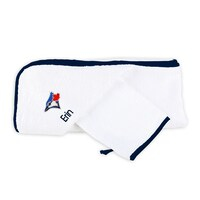 Infant White Toronto Blue Jays Personalized Hooded Towel & Mitt Set