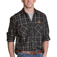 Men's Charcoal Clemson Tigers Brewer Flannel Long Sleeve Shirt