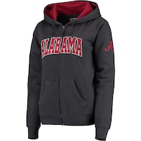 Women's Stadium Athletic Charcoal Alabama Crimson Tide Arched Name Full-Zip Hoodie