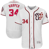 Men's Majestic Bryce Harper White Washington Nationals 2017 Flex Base Authentic Jersey