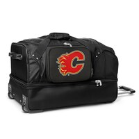MOJO Calgary Flames Black 27'' 2-Wheel Drop Bottom Rolling Duffel Bag