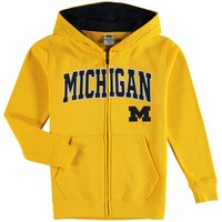 Youth Maize Michigan Wolverines Applique Arch & Logo Full-Zip Hoodie