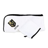 Infant White Vegas Golden Knights Personalized Hooded Towel & Mitt Set