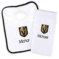 Newborn & Infant White Vegas Golden Knights Personalized Bib & Burp Cloth Set