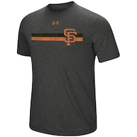 Men's Under Armour Heathered Charcoal San Francisco Giants Stripe Logo Tri-Blend T-Shirt